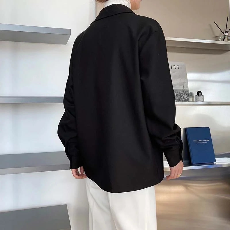 V Neck Solid Full Sleeve Loose Tops