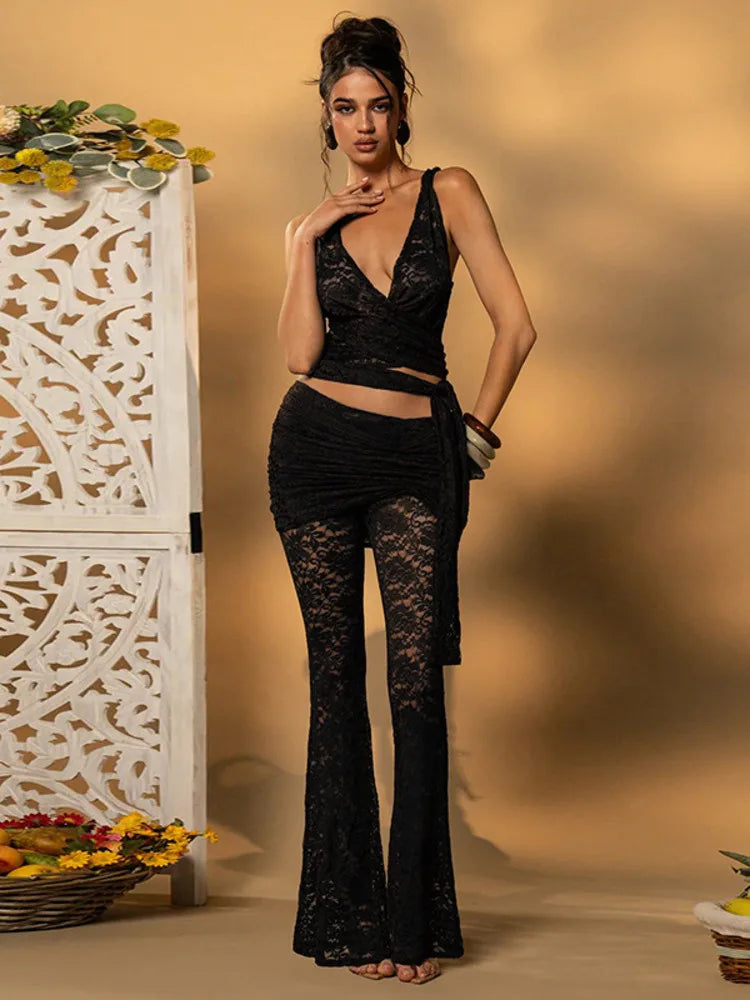 Lace Hollow Out Sexy Pants Sets