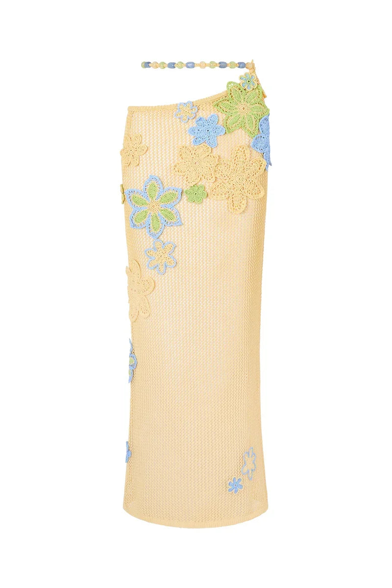 Colorful Flower Knitted Skirt Sets