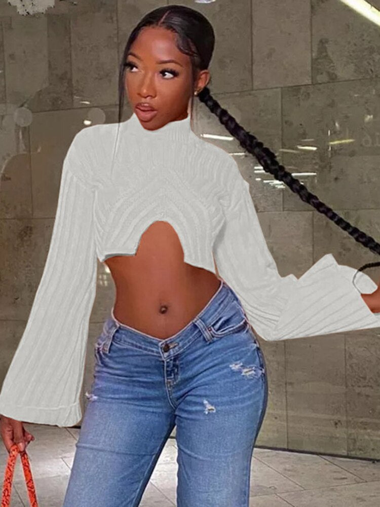 Ribbed Flare Long Sleeve