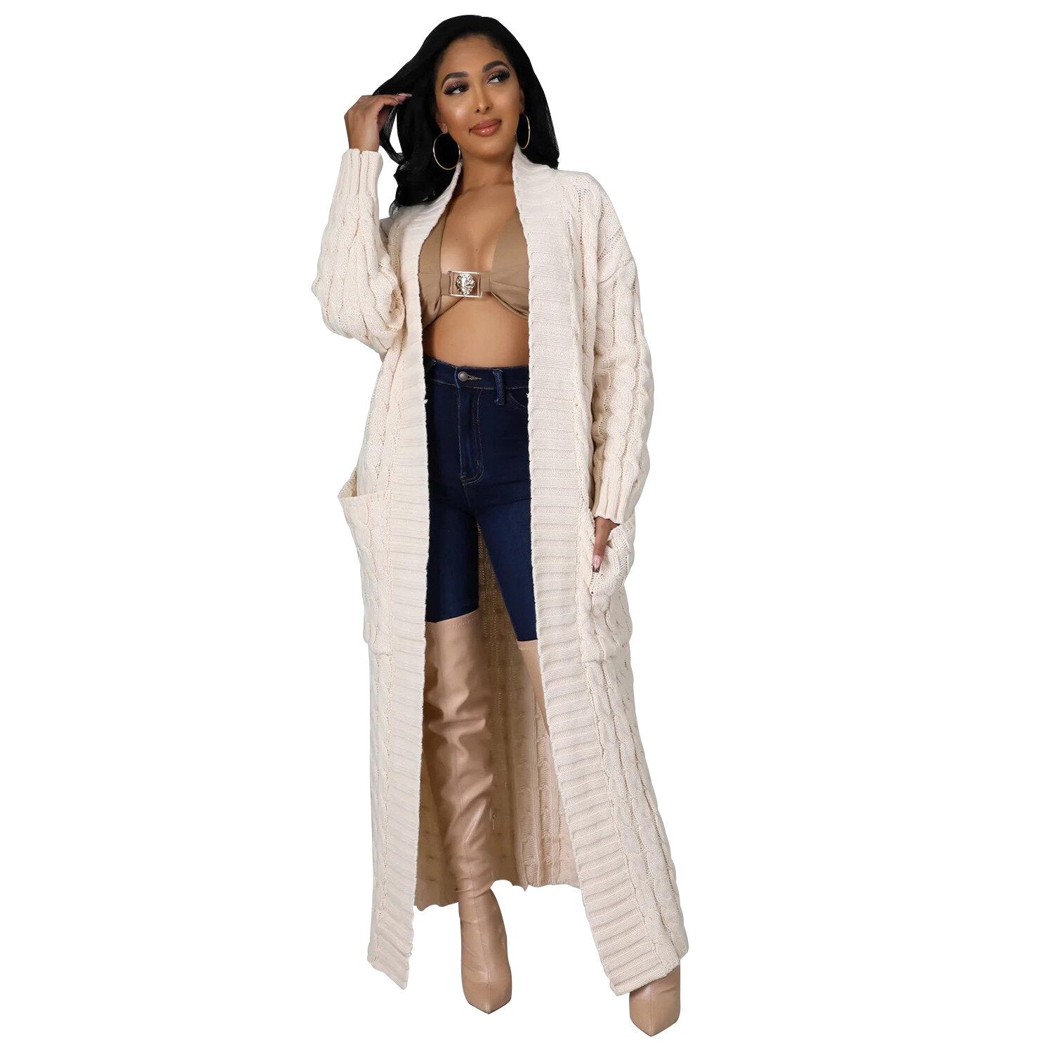 Long Open Stitch Cardigan