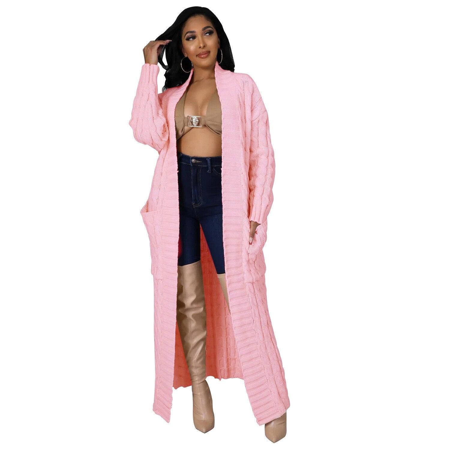 Long Open Stitch Cardigan