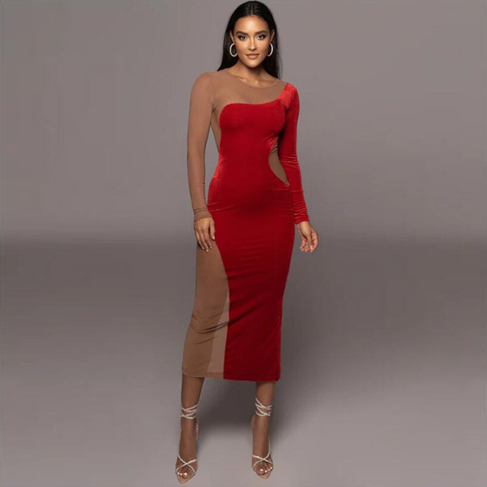 Mid-Calf Pencil Dress: