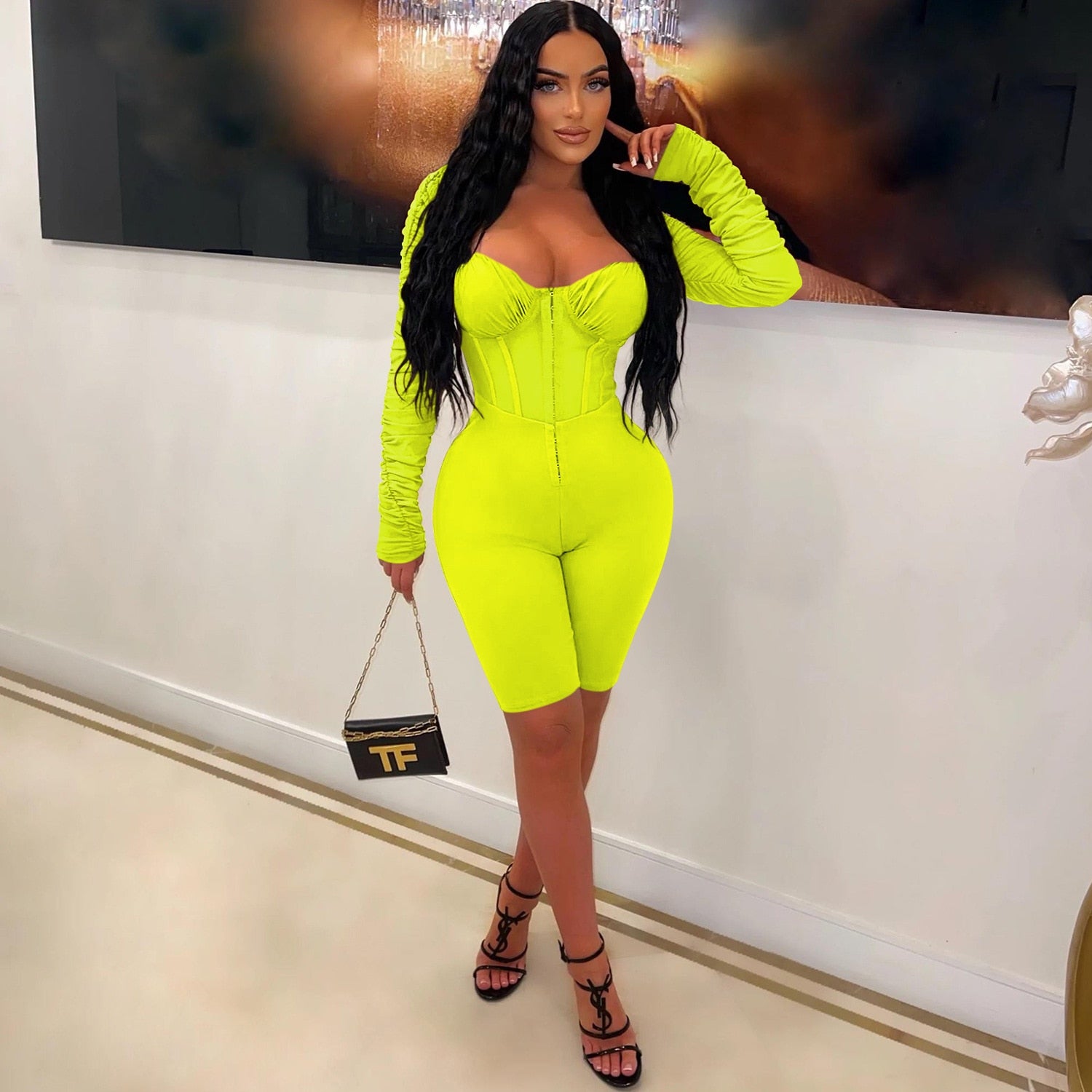 Collar Mesh Jumpsuit