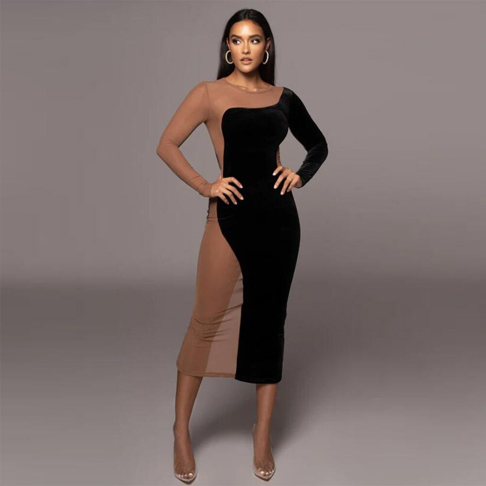 Mid-Calf Pencil Dress:
