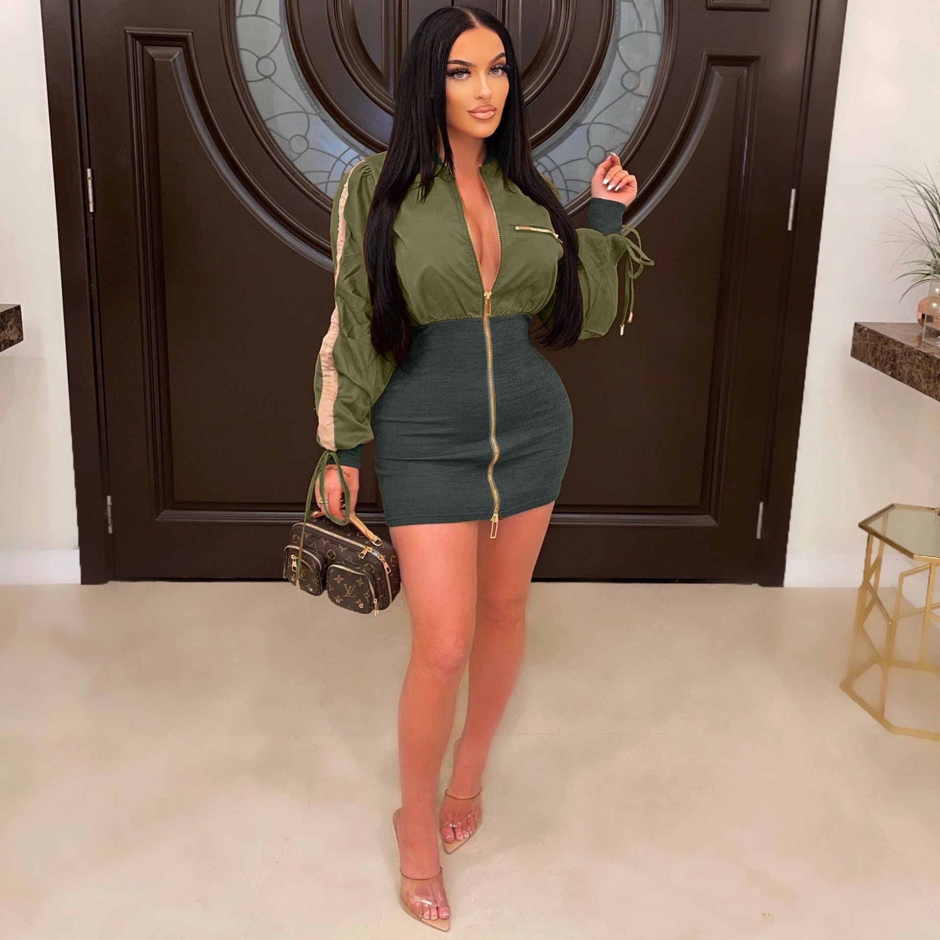 Zipper Long Sleeve Romper
