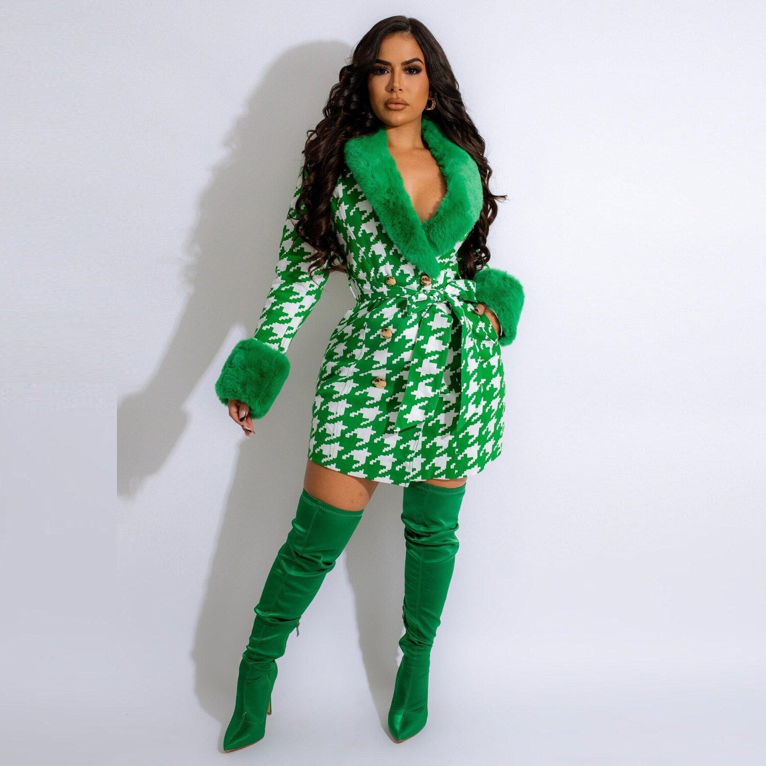 Bird Lattice Straight Dress
