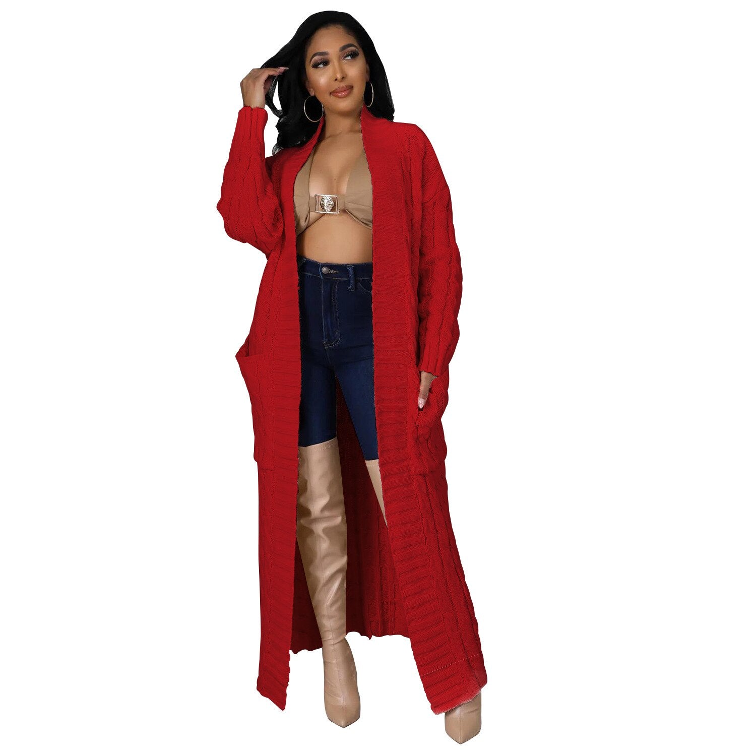 Long Open Stitch Cardigan