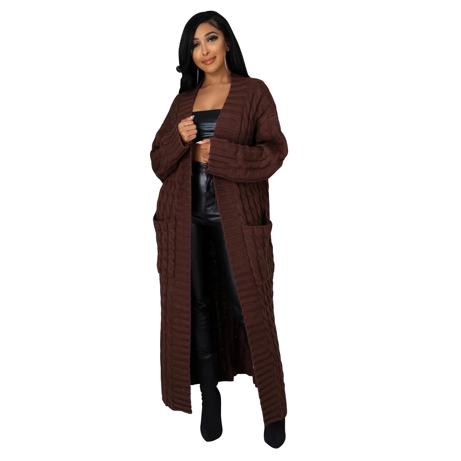 Long Open Stitch Cardigan