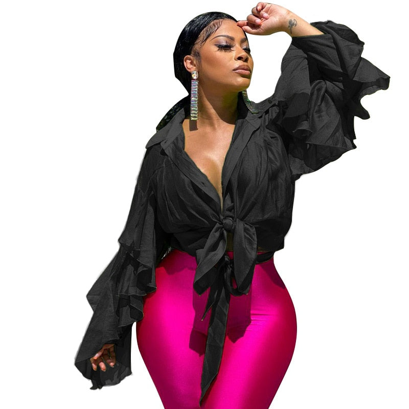 Tie Up Ruffles Blouse