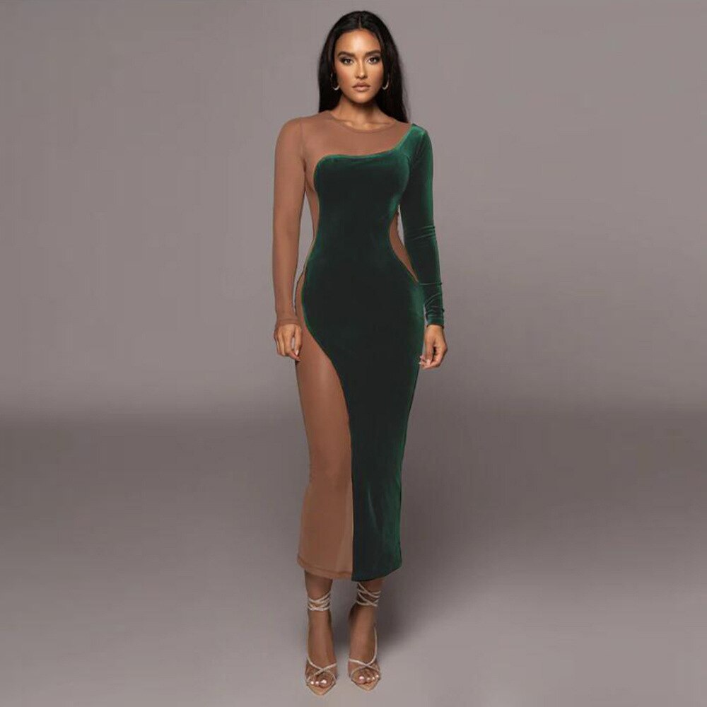 Mid-Calf Pencil Dress: