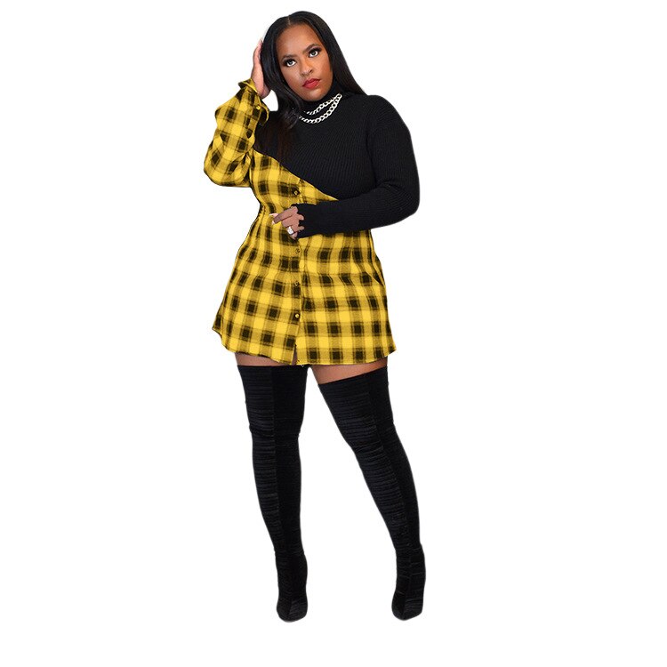 Plaid Turtleneck Blouses