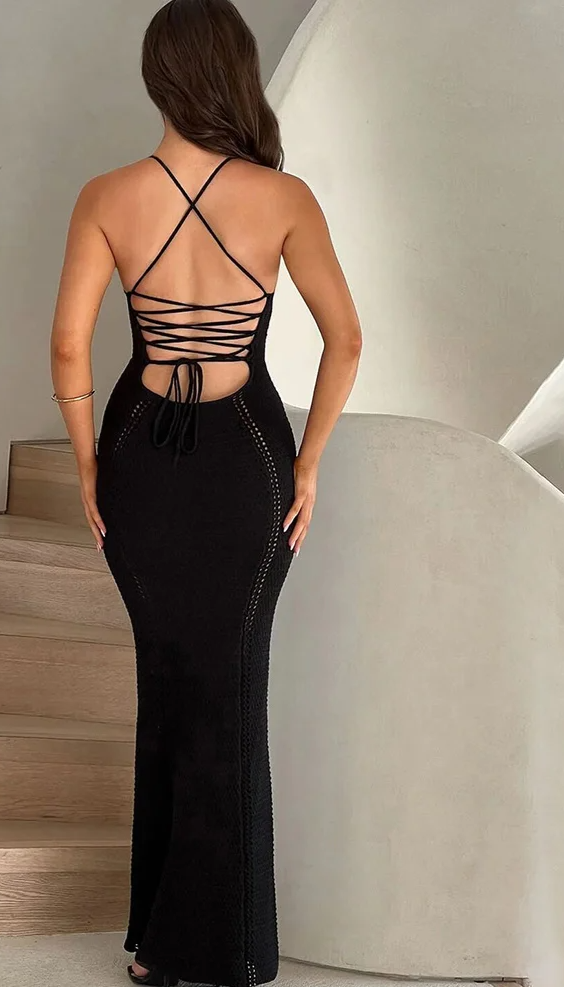 Hollow Out Backless Knit Dress