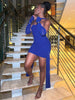 Mesh Simple Mini Dress Ribbons Full Sleeve Gloves