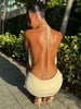 Lace-Up Halter Mini Dres Backless