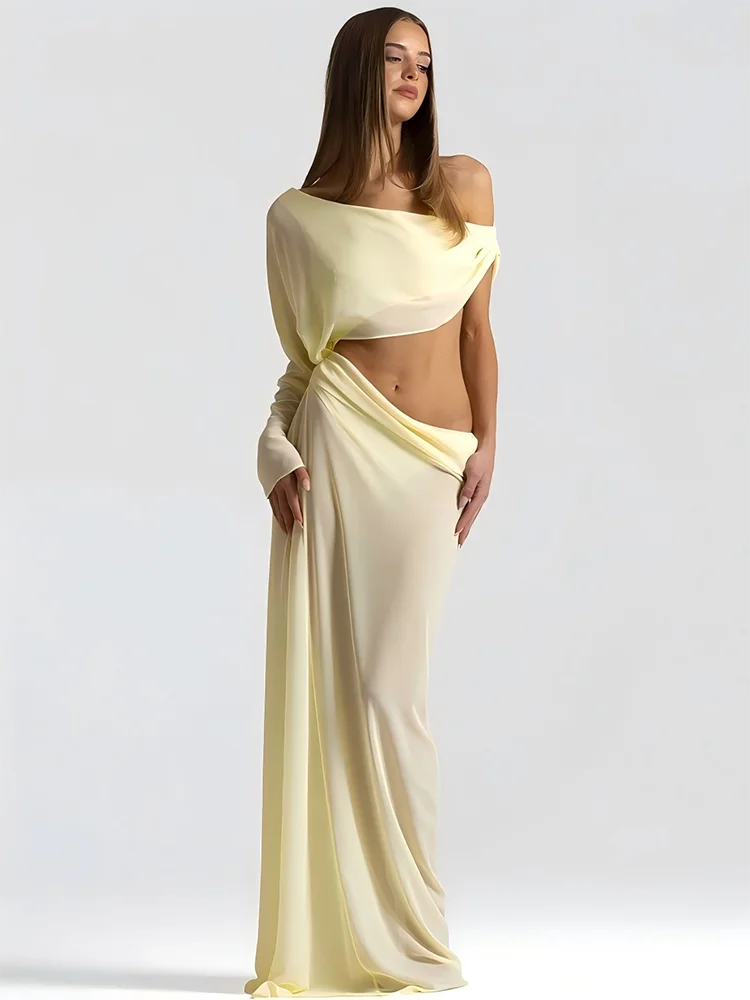 Off Shoulder Cutout Sexy Maxi Dress