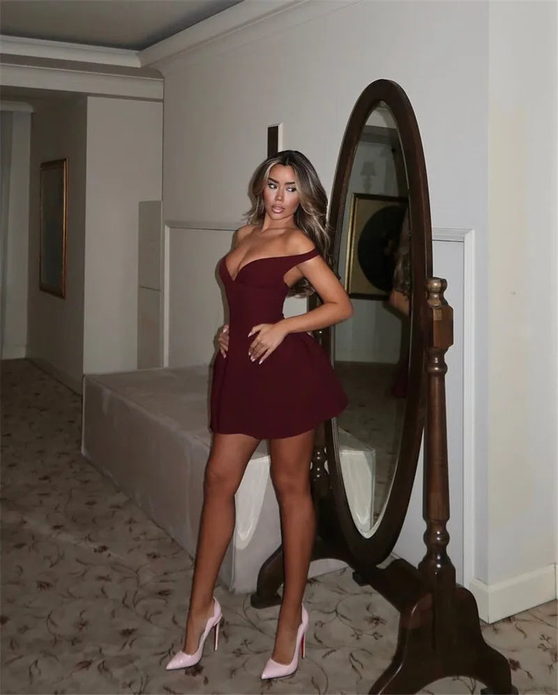 Off-shoulder Backless Sexy Mini Dress
