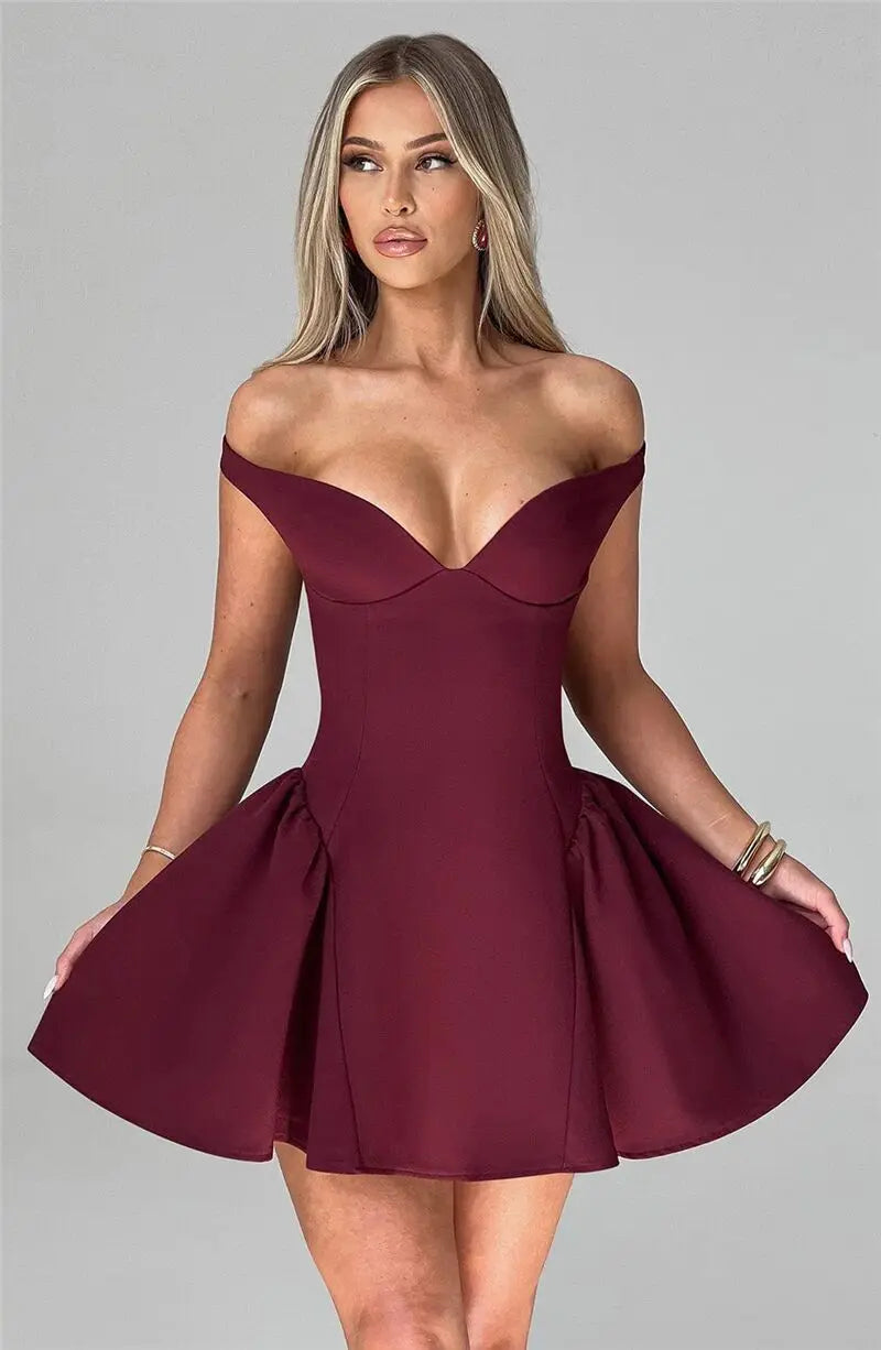 Off-shoulder Backless Sexy Mini Dress