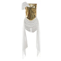 SIsterlinda Patchwork Corset Irregular Dress Women Zip Tassel Mesh Ribbon One-Shoulder Birthday Stretch Clubwear Mini Bodycon