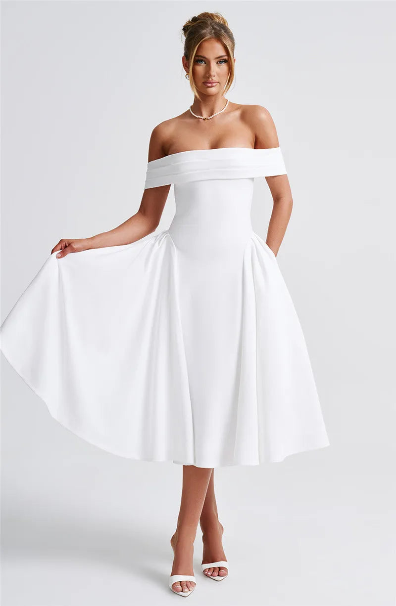 Off-shoulder Backless Midi dress