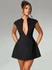 Zipper Deep V Neck Dress