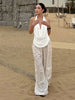 2-Piece Set Swing Collar Arabesques Backless