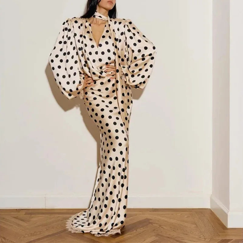 Elegant Prom Dress With Scarf Sexy V Neck Full Sleeves Long Party Gown Formal Wedding Guest Birthday Evening Robe