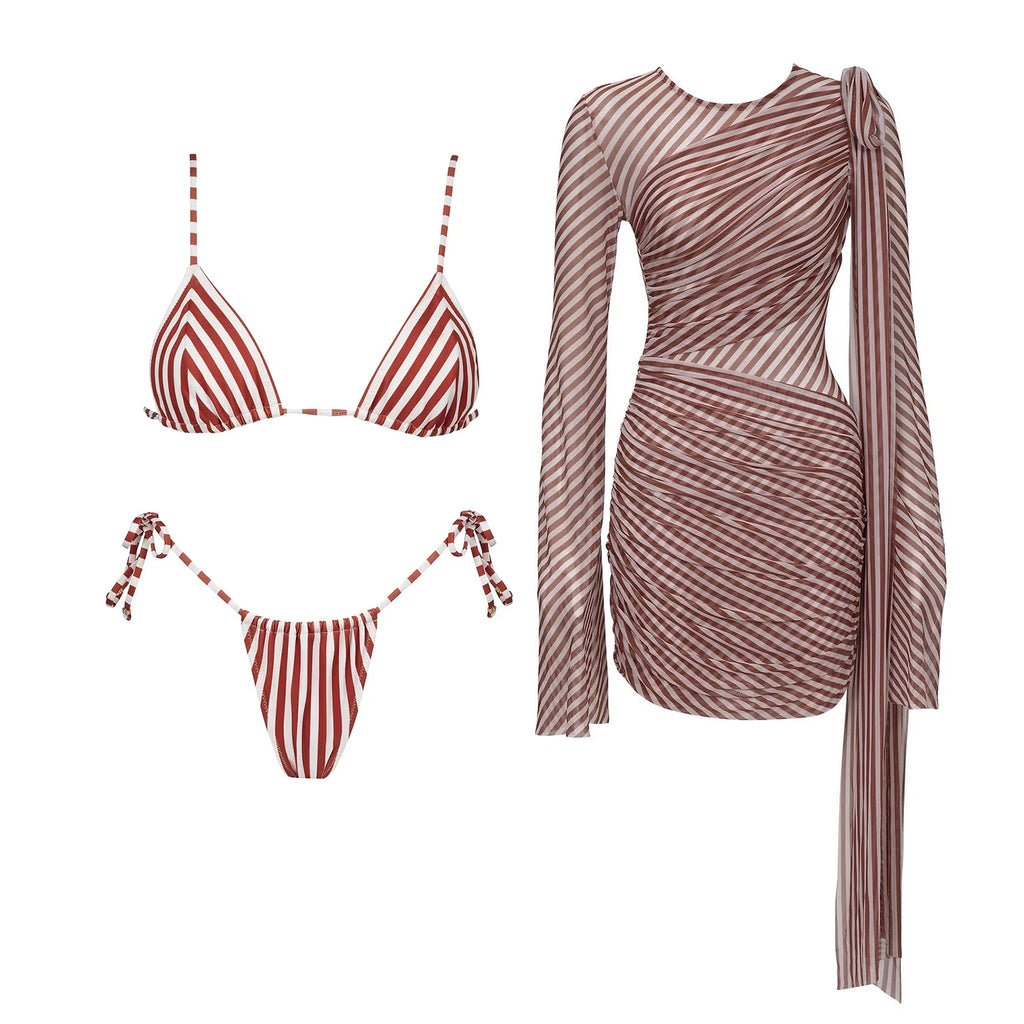 Striped set Bandeau Bikini wear