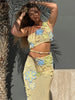 Colorful Flower Knitted Skirt Sets