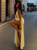 Halter v-Neck Backless Side Slit Dresss
