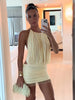 Lace-Up Halter Mini Dres Backless