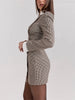 Ladies Contrast Mini Dress Elegant Lapel