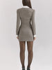 Ladies Contrast Mini Dress Elegant Lapel