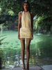 Lace-Up Halter Mini Dres Backless