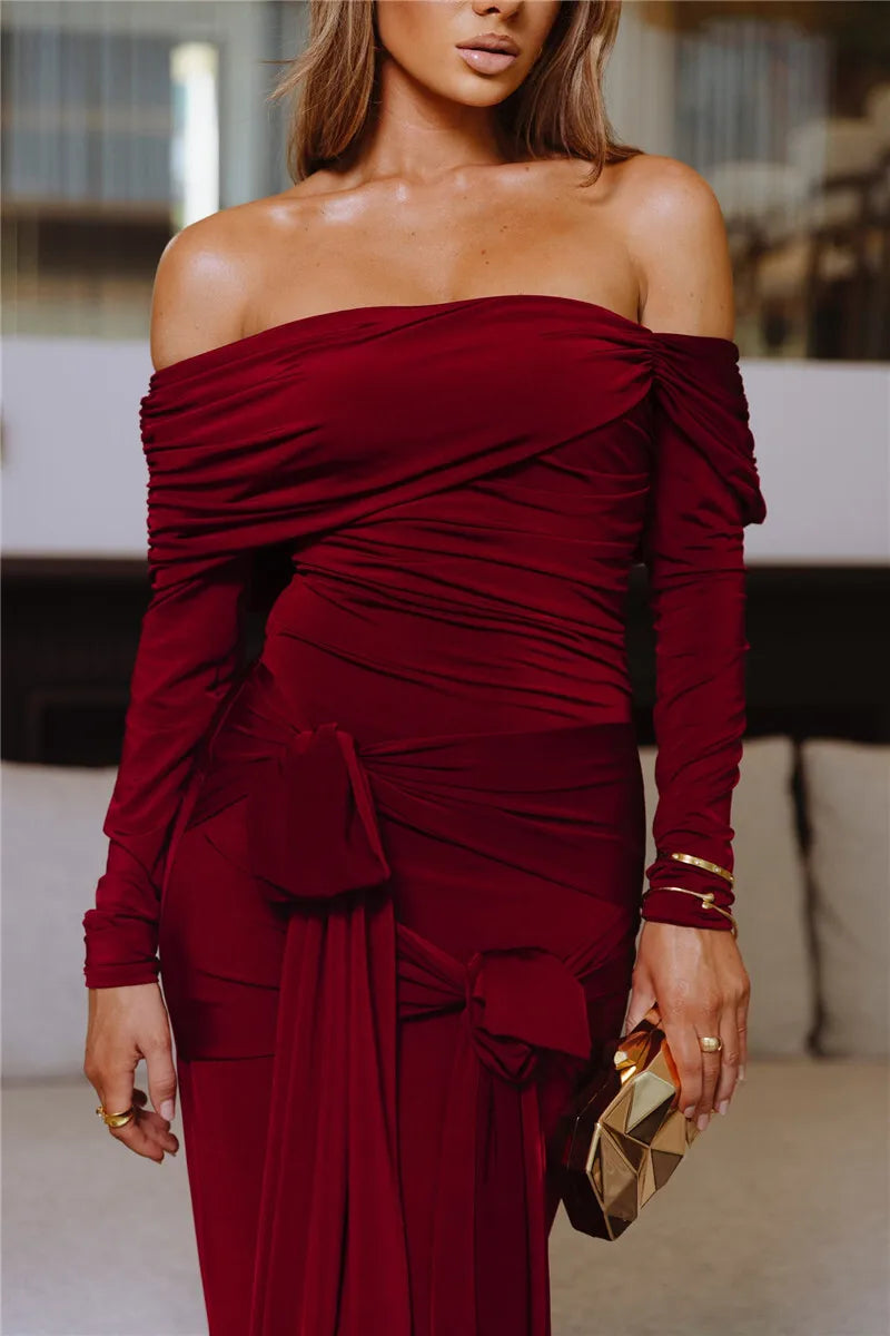 Strapless Backless Ruched Long Dress