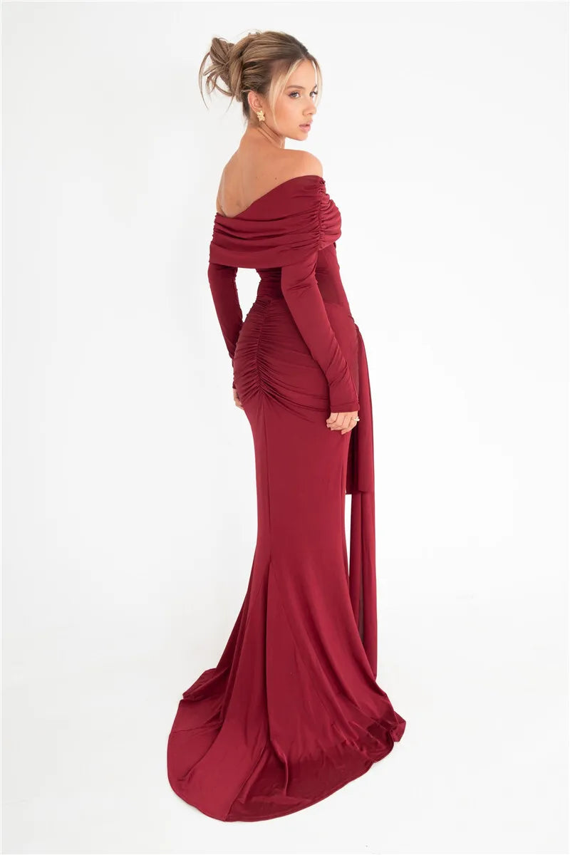 Strapless Backless Ruched Long Dress