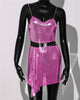 Sexy Women Metal Sequins Sleeveless Halter Neck Crop Top Skirts 2 Piece Set Summer Fashion Streetwear Beach Rave Clothing