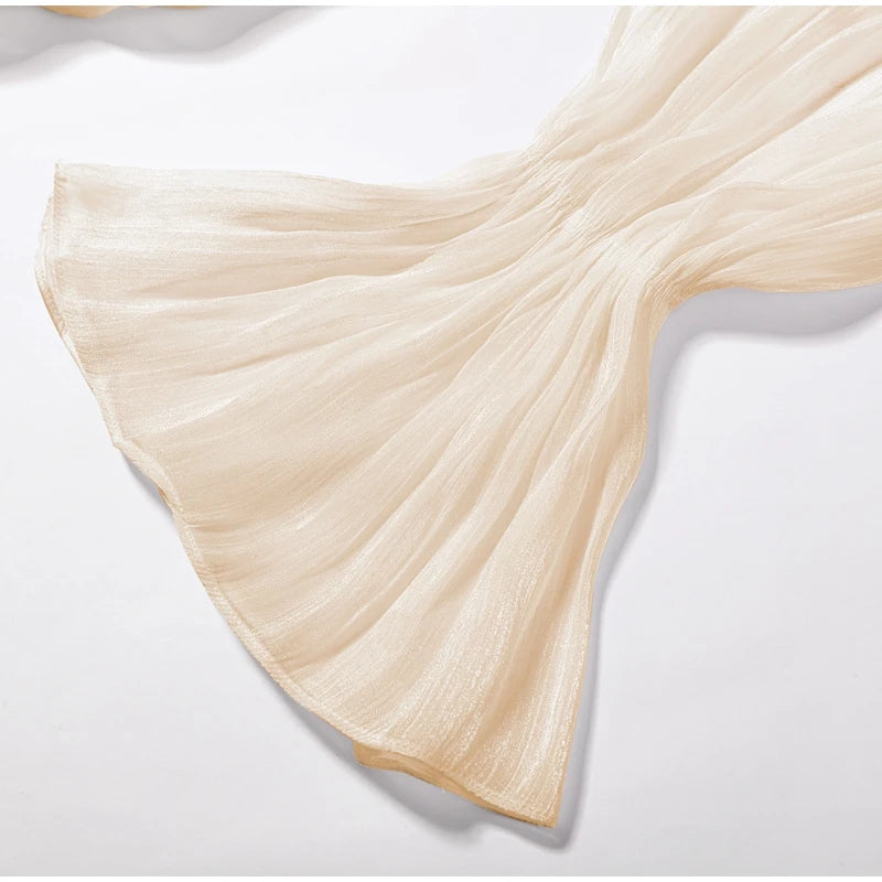 Cream Chiffon Off Shoulder Trendy dress
