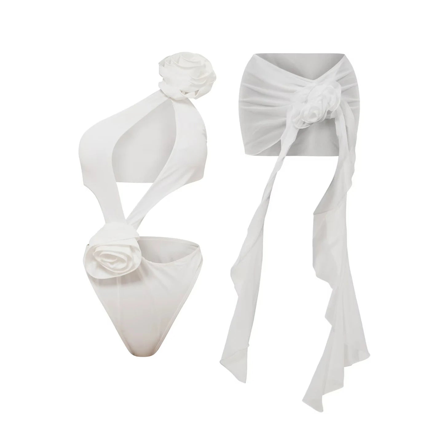 2026 Red Flower Swimsuit With Cover Up Desire Swim Suit Luxury Women Swimwear Sexy Hollow Bikini Beachwear Bodysuit Bathingsuit