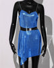 Sexy Women Metal Sequins Sleeveless Halter Neck Crop Top Skirts 2 Piece Set Summer Fashion Streetwear Beach Rave Clothing
