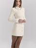 Ladies Contrast Mini Dress Elegant Lapel