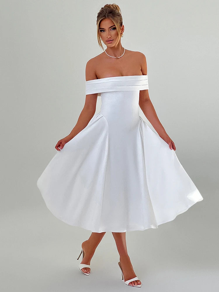 Off-shoulder Backless Midi dress