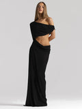 Off Shoulder Cutout Sexy Maxi Dress