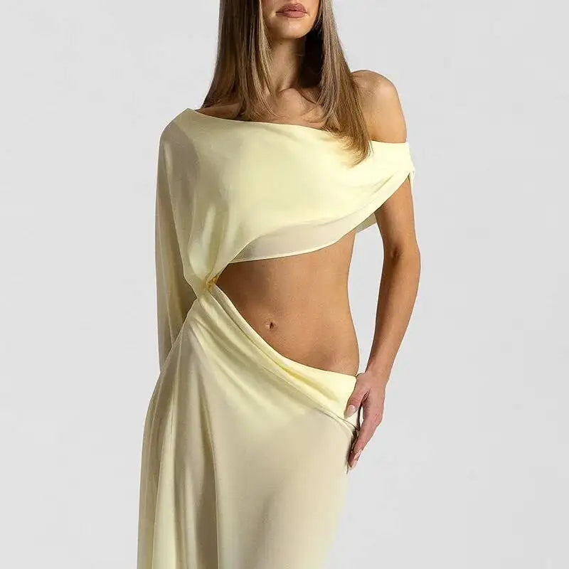 Off Shoulder Cutout Sexy Maxi Dress