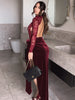 Lace Patchwork Velvet Maxi Dress