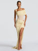 Waistless Shoulder Off High Side Slit Maxi Dress