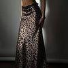 Satin Leopard Print Long Skirt