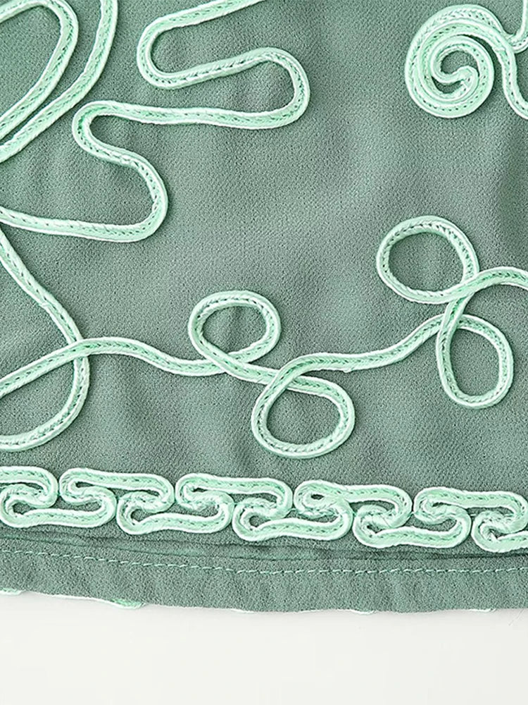 Floral Embroidery Halter Top Vest Breasted Mini Skirt Set Standing Collar Crop Women Short Tank Micro Transparent Crochet Skirts