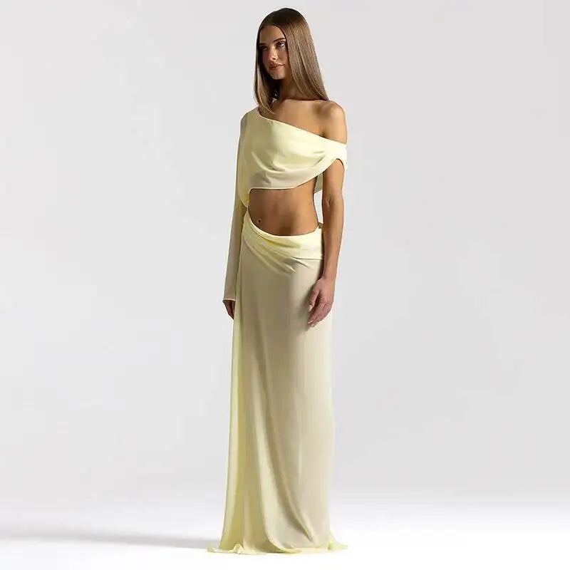 Off Shoulder Cutout Sexy Maxi Dress