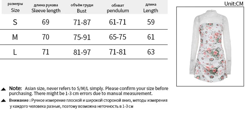 Lace Print Dress Elegant See Through